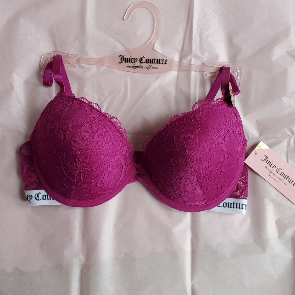 💕👑Juicy Couture Intimates Sexy Pushup purple lace Bra 34C